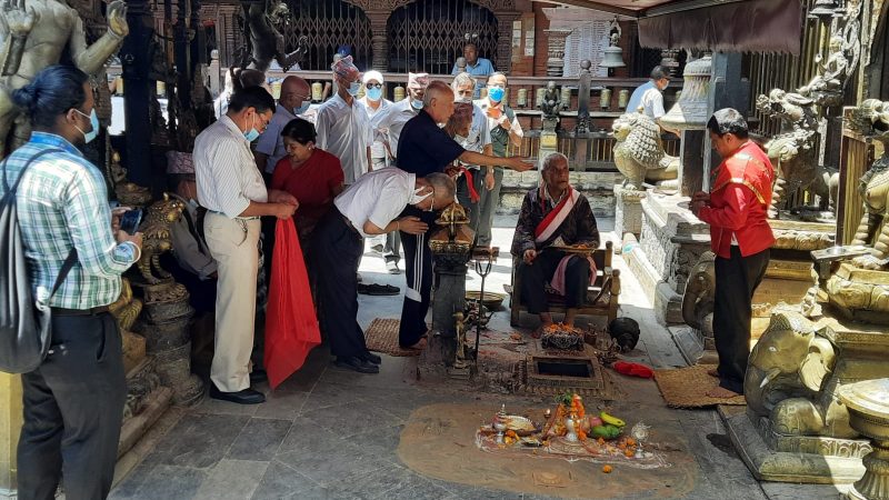 Reconstruction works start with “Chhema Puja” at Hiranyavarna Mahavihar and Digi Chhen, Lalitpur