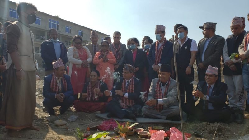 Foundation stone laid for construction of a new building for Naharpur Secondary School at Butwal under Government of India assistance