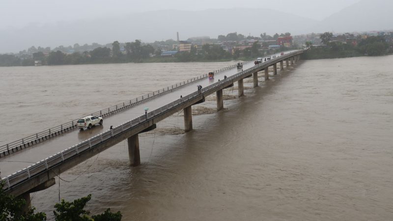 Rains in Kathmandu Valley throughout day , Water level in Narayani River reaches this year’s highest