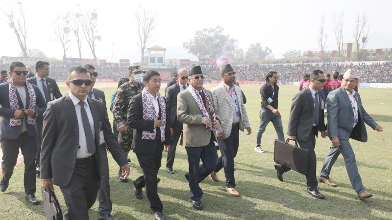 PM reaches TU Cricket ground for pepping up Nepali team